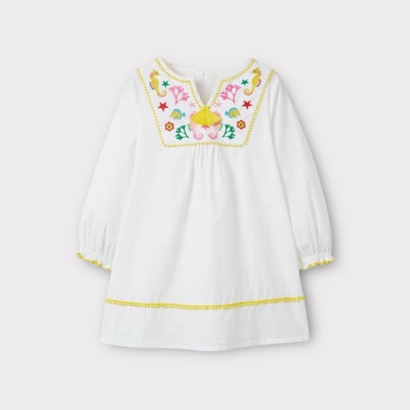 Mini Boden Other - Mini Boden Under The Sea Applique Kaftan White Dress